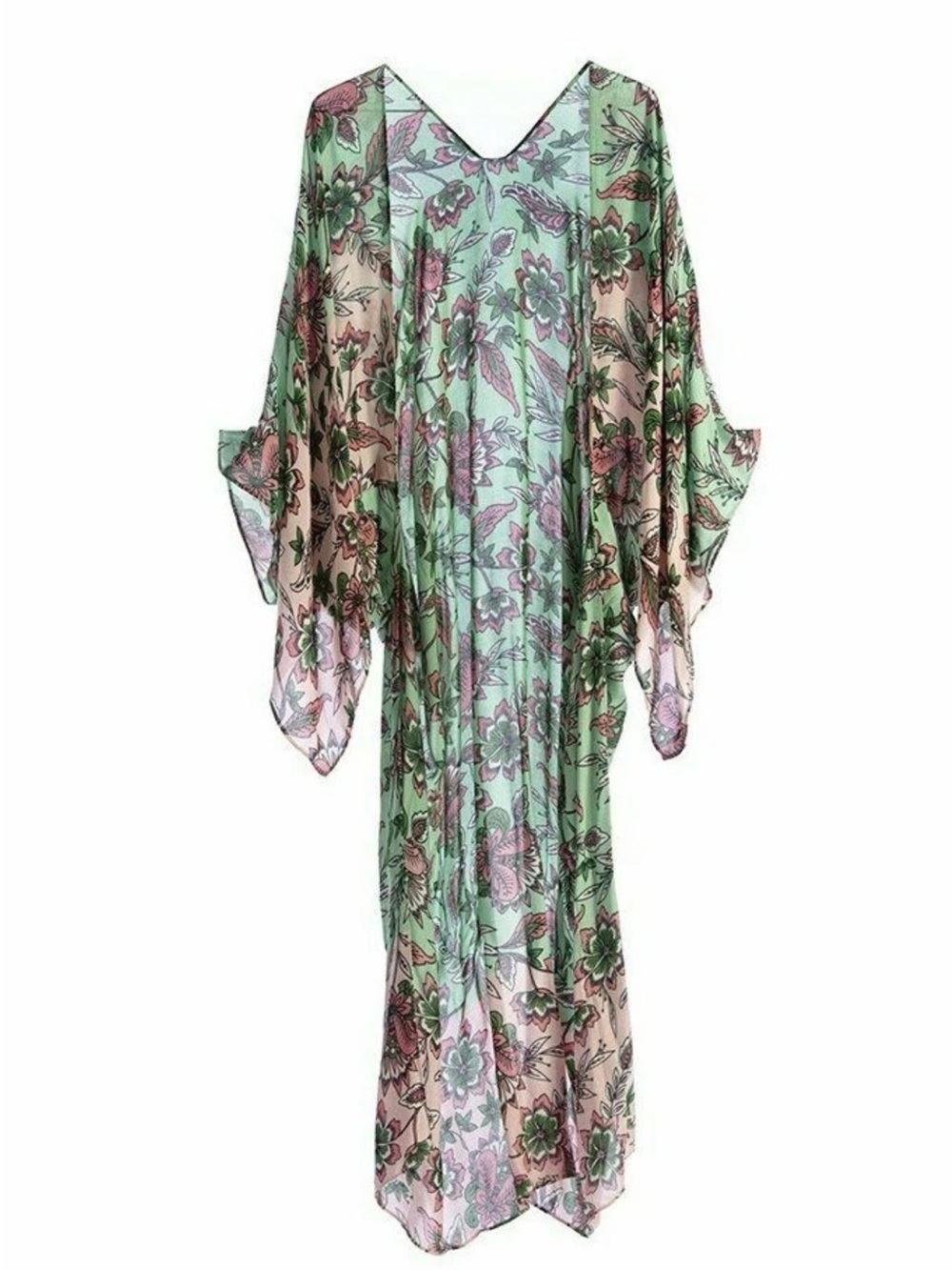 Shiraleah Chicago BARBAROSSA KIMONO Cover Up Floral Mint Pink size Small